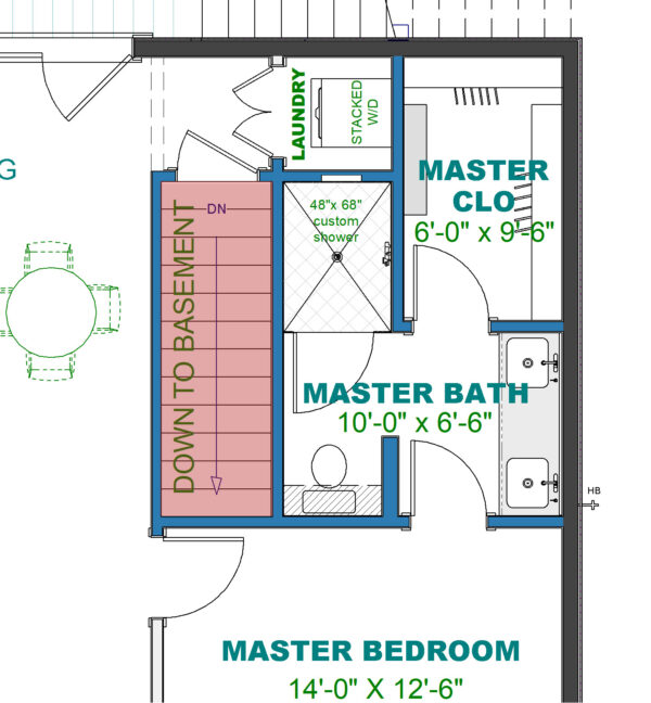 Modified floor plan for basement version